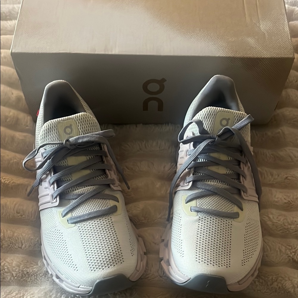 On Cloud Running White and Gray Sneakers